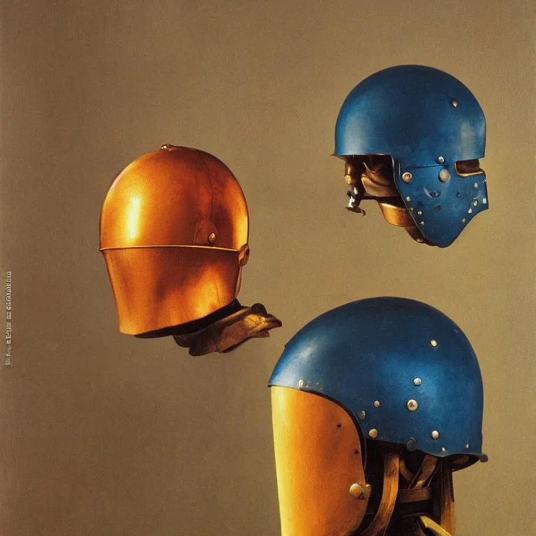 Image similar to portrait of a knight in a motorcycle helmet, fashion studio, lighting, 35mm , Edward Hopper and James Gilleard, Zdzislaw Beksinski, Steven Outram highly detailed