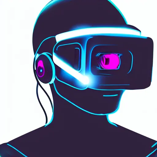 Image similar to cyberpunk bot wearing vr headset, sci - fi, portrait, illustration, artstaion, profile portrait,