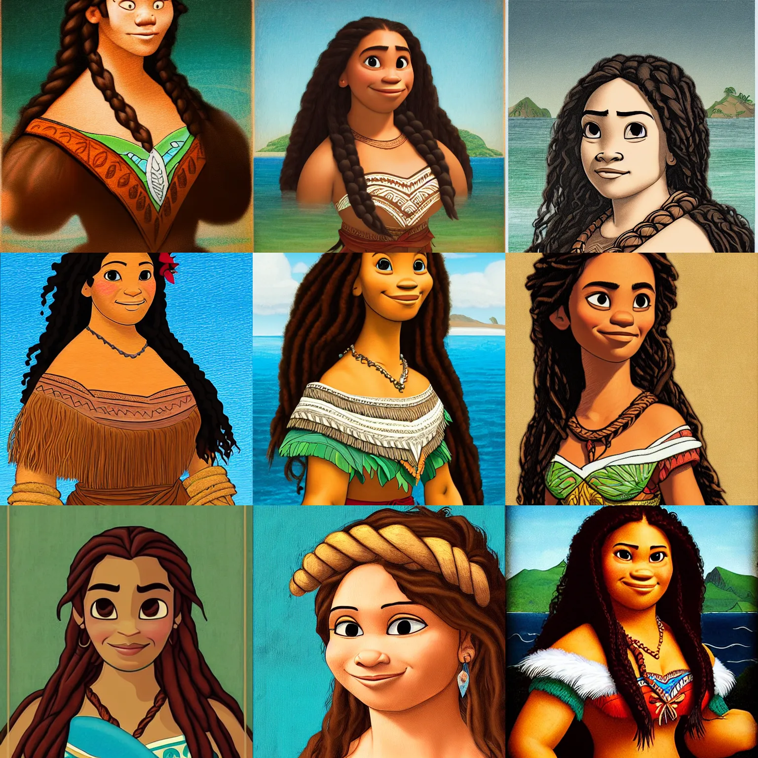 portrait of moana lisa, in the style of leonardo da | Stable Diffusion ...