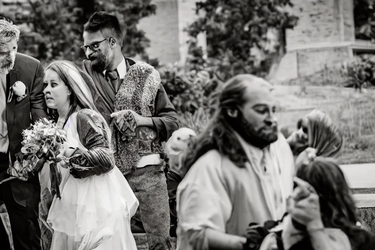 Image similar to wedding photography, two homeless people are getting married, homeless guests, professional photo