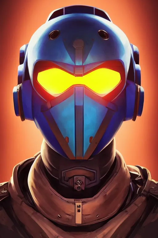 Image similar to epic mask helmet robot ninja portrait stylized as fornite style game design fanart by concept artist gervasio canda, behance hd by jesper ejsing, by rhads, makoto shinkai and lois van baarle, ilya kuvshinov, rossdraws global illumination radiating a glowing aura global illumination ray tracing hdr render in unreal engine 5