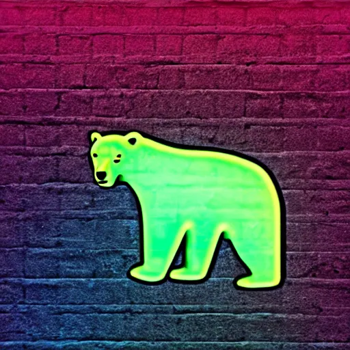 Image similar to a polar bear, neon background