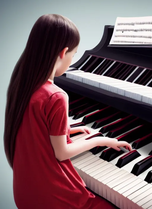 Image similar to illustration of girl playing piano, 4 k, high quality, sharp fucos