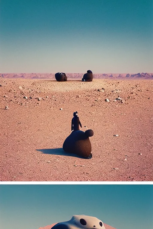 Image similar to 🐼 as 🐋 as 🤖 as 👽 as 🐳, desert photography, by makoto shinkai, by greg rutkowski and edgar maxence