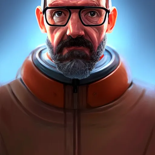 Image similar to portrait of gordon freeman wearing hev suit, highly detailed, digital painting, artstation, concept art, smooth, sharp focus, illustration, by bartek fedyczak, erak note, tooth wu, neil richards, kan liu, siwoo kim, jisu choe