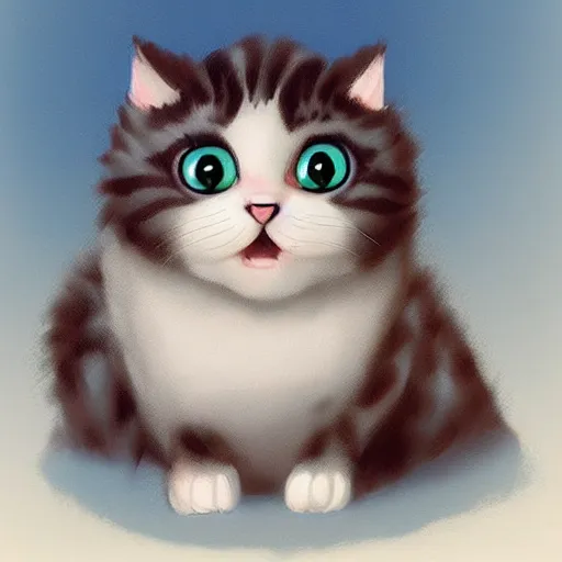 Image similar to cute kitty as a cloud, fluffy, pixar, concept art, digital art, painting