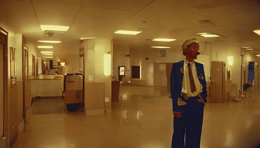 Prompt: 7 0 s movie still of a man made of gold the hospital, cinestill 8 0 0 t 3 5 mm eastmancolor, heavy grain, high quality, high detail