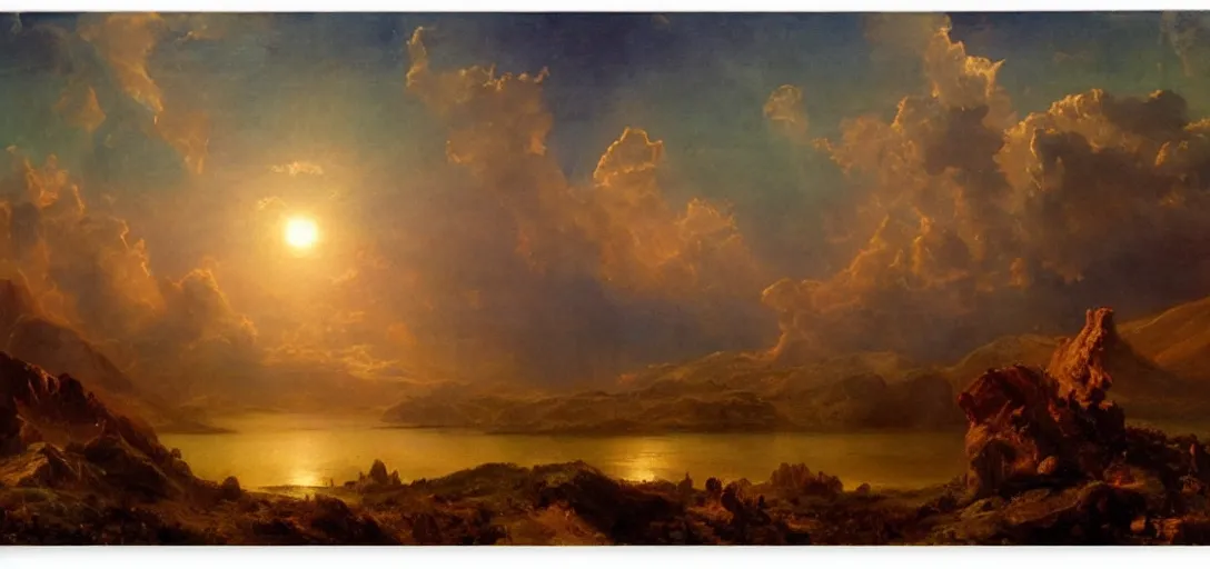 Prompt: Heaven-banned for sins against God by Frederic Edwin Church