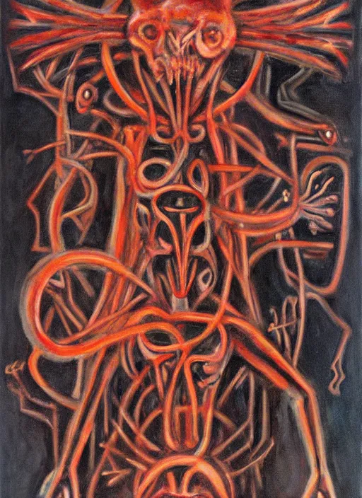 Image similar to biomechanical talisman of evil stygian rituals, god of darkness by maggi mcdonald, mark rothko, sabina klein