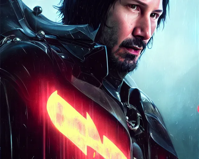 Image similar to highly detailed portrait of keanu reeves as azrael, in batman : arkham knight, stephen bliss, unreal engine, fantasy art by greg rutkowski, loish, rhads, ferdinand knab, makoto shinkai and lois van baarle, ilya kuvshinov, rossdraws, tom bagshaw, global illumination, radiant light, detailed and intricate environment