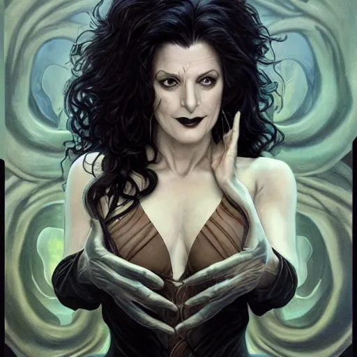 Prompt: ultra realistic illustration, deanna troi as death of the endless, the sandman, intricate, elegant, highly detailed, digital painting, artstation, concept art, smooth, sharp focus, illustration, art by artgerm and greg rutkowski and alphonse mucha