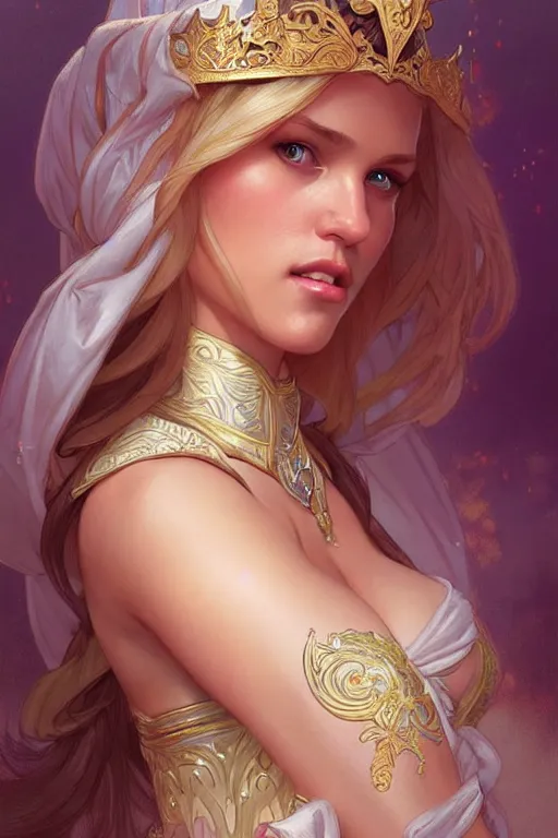 Image similar to mia malkova as a princess, fantasy, intricate, elegant, highly detailed, digital painting, artstation, concept art, matte, sharp focus, illustration, art by artgerm and greg rutkowski and alphonse mucha