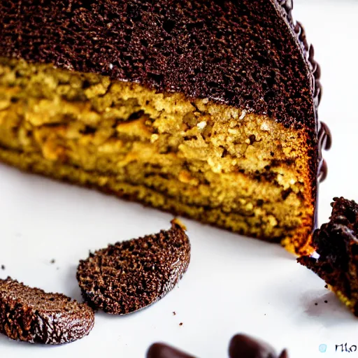 Prompt: professional photography of a cake made of vegemite