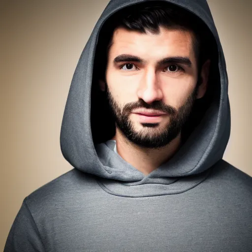 Prompt: handsome developer wearing a hoodie, 4k