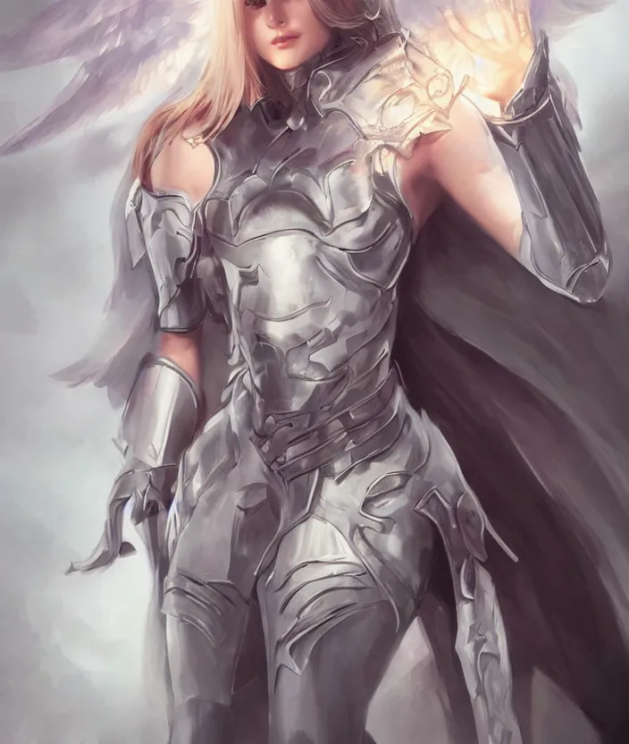 Image similar to Concept art, angel knight girl, artstation trending, artgerm highly detailded