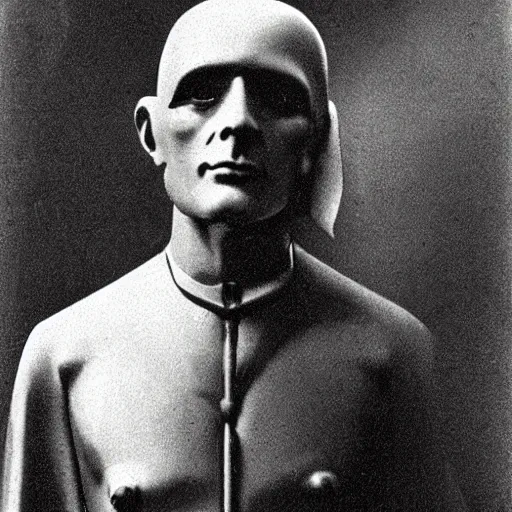 Image similar to machinemench priest from metropolis (1927), 19th century photography, victorian era