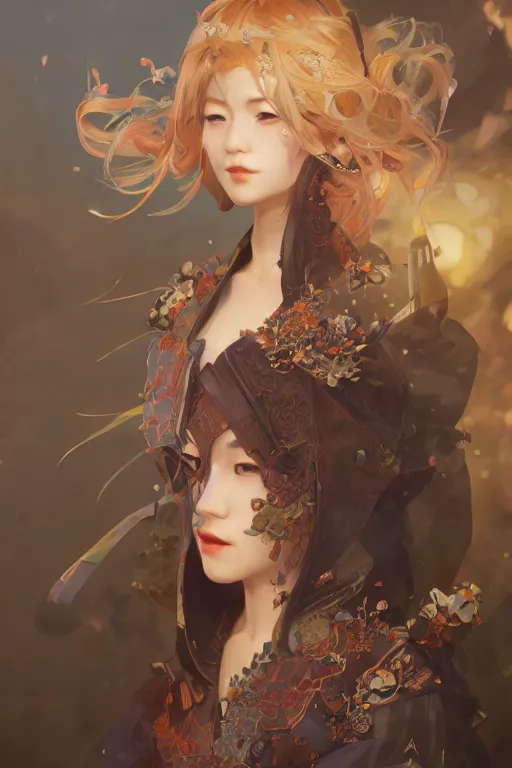 Prompt: portrait online game genshin character MONA, in ruined fantasy world Sunrise, ssci-fi, fantasy, intricate, very beautiful and elegant, highly detailed, digital painting, artstation, concept art, smooth and sharp focus, illustration, art by tian zi and WLOP and alphonse mucha