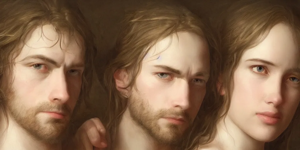 Image similar to an ultra detailed portrait of james and rachel, 8 k, baroque and luminist style, artstation, pixiv, by jacque - louis david