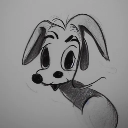 Image similar to milt kahl pencil sketch of happy mini schnauzer cartoon lady and the tramp style