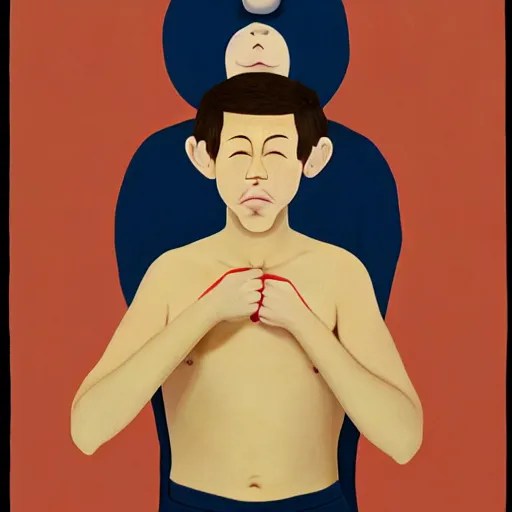 Prompt: an award - winning masterpiece painting of a man cutting his own hand, by joan cornella, trending on artstation, featured on pixiv, detailed, hd,