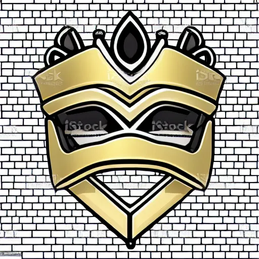 Image similar to gold armor and crown style of gaming emoji, vector art, white background, no watermark white background