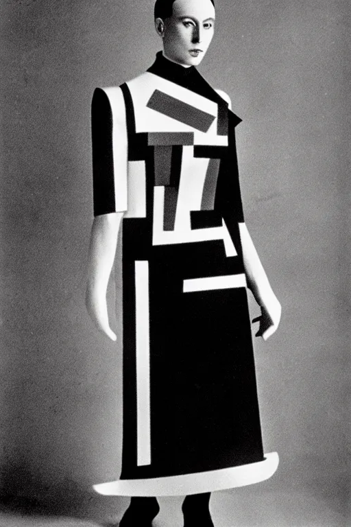 Image similar to avant garde dress black and white fashion photoshoot el lissitzky kazimir malevich