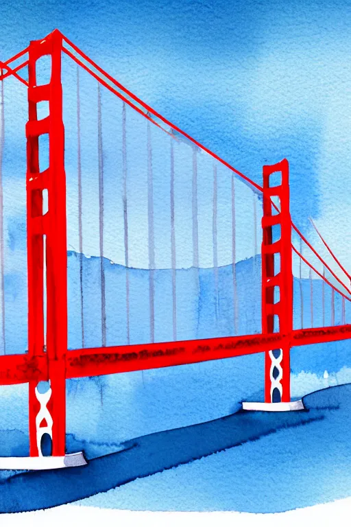Prompt: minimalist watercolor art of golden gate bridge, illustration, vector art