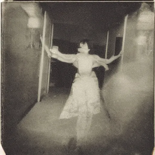 Image similar to atmospheric Polaroid photograph of Rika furude in the backrooms, professional photography