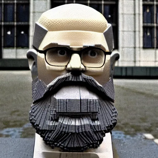 Prompt: the philosopher Edmund Husserl, standing in a sidewalk in Berlin, made out of legos, photo realistic