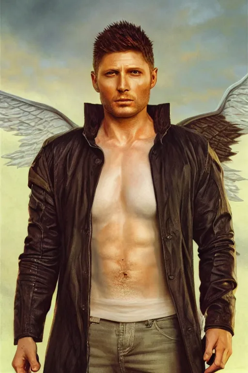 Prompt: a detailed matte portrait of an jensen ackles dressed as angel from buffy the vampire slayer, masterpiece, 8 k, art by donato giancola and greg rutkowski and wayne barlow and zdzisław beksinski