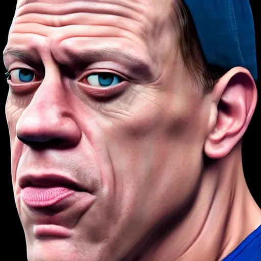 Prompt: the lovechild of john cena and steve buscemi from new jersey, realistic, hyperrealistic, 8 k resolution, hd quality, very detailed, highly detailed, intricate details, real life, real world, trending on artstation, really realistic, very realistic, headshot, head in frame