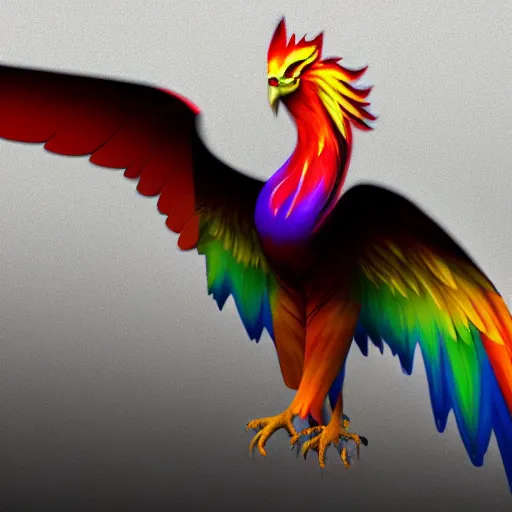 a fantasy painting of a rainbow phoenix on a dark | Stable Diffusion |  OpenArt