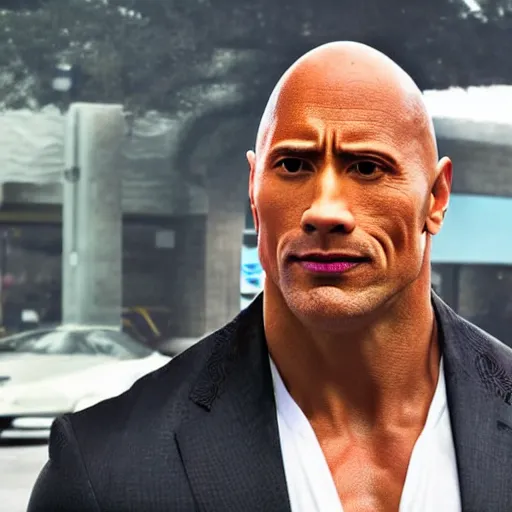 Image similar to dwayne the rock johnson at mcdonalds, cellphone photograph portrait