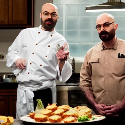 Prompt: binging with babish guest starring walter white
