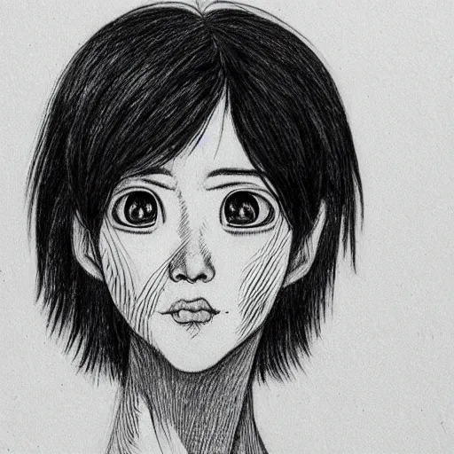 Image similar to “ a detailed portrait of wolfychu drawn by junji ito ”