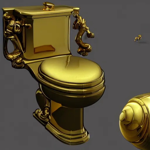 Image similar to golden toilet, detailed, realistic, award winning, trending in cgsociety artstation deviant art,