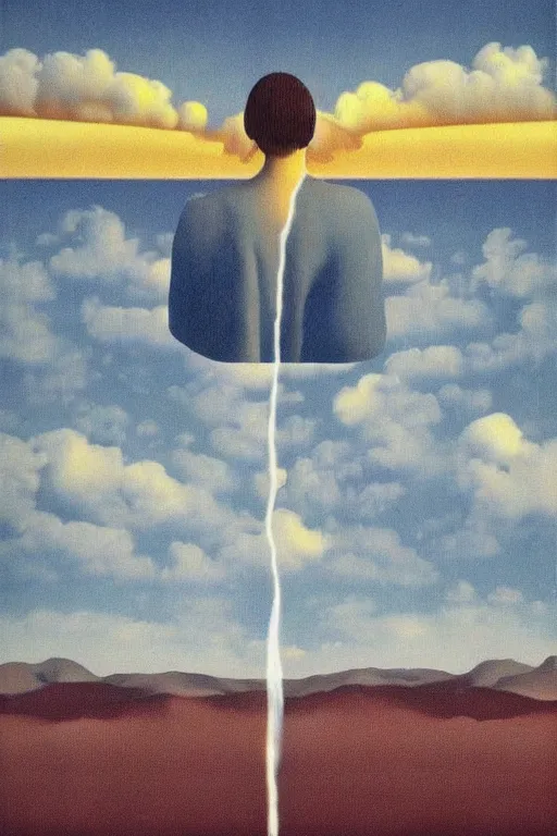 Prompt: Visualize: Our hindrances are obstacles to enlightenment as abstract art in the style of Magritte