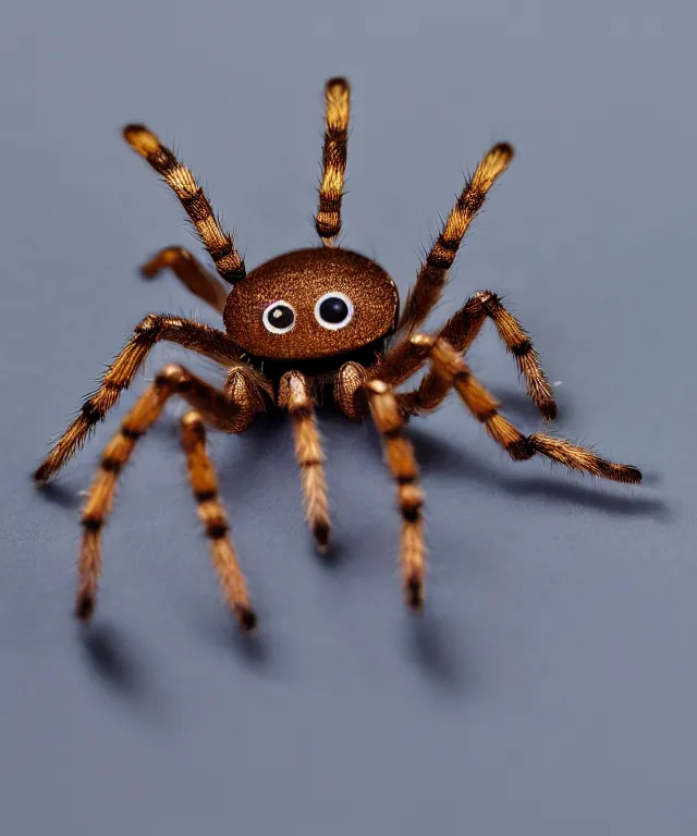 Image similar to high quality presentation photo of a cute miniature robot spider, photography 4k f1.8 anamorphic bokeh 4k Canon Nikon