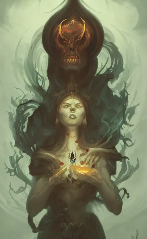 Image similar to portrait of the necromancer by peter mohrbacher