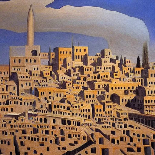 Image similar to An extremly detailed painting of old Damascus, oil painting by Salvador Dali