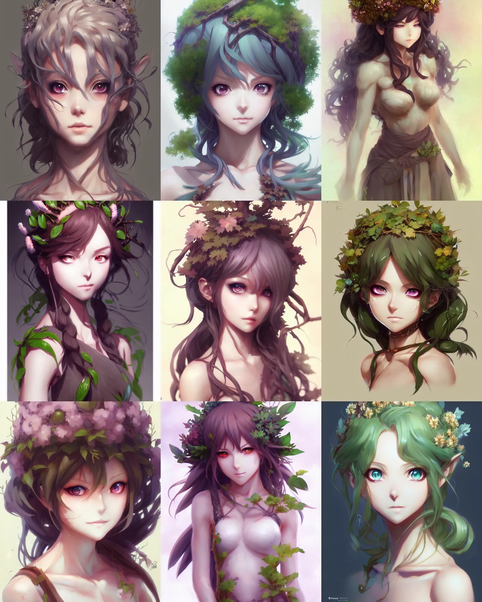 Prompt: character concept art of an anime dryad | | cute - fine - face, pretty face, realistic shaded perfect face, fine details by stanley artgerm lau, wlop, rossdraws, james jean, andrei riabovitchev, marc simonetti, and sakimichan, trending on artstation