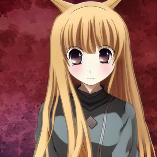 Image similar to horo the wise wolf, female anime character art, spice and wolf