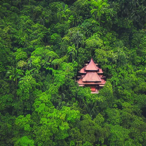 Image similar to aerial hd photograph of indonesian tribe in jungle with temple