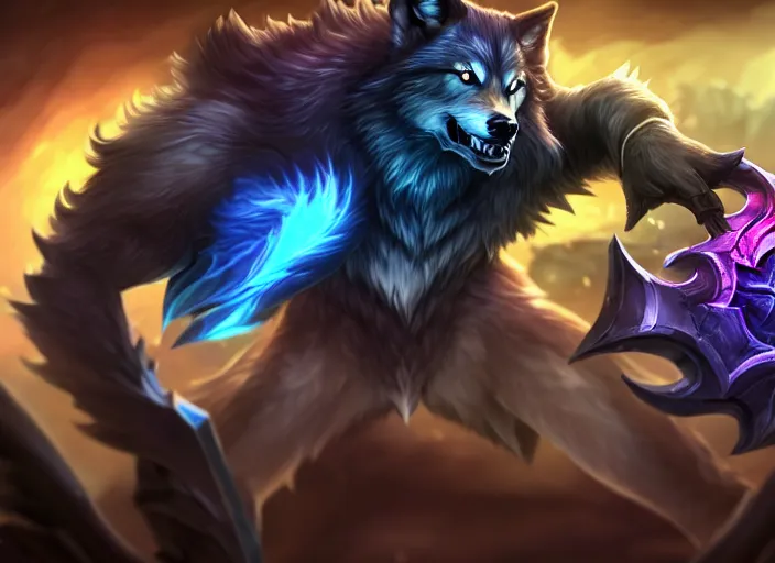 Image similar to wolf playing league of legends on mobile phone, realistic photograph, high quality, 4 k, full shot