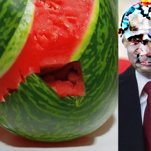 Image similar to vladimir putin inside a watermelon,