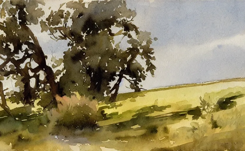 Image similar to watercolor lanscape by anders zorn