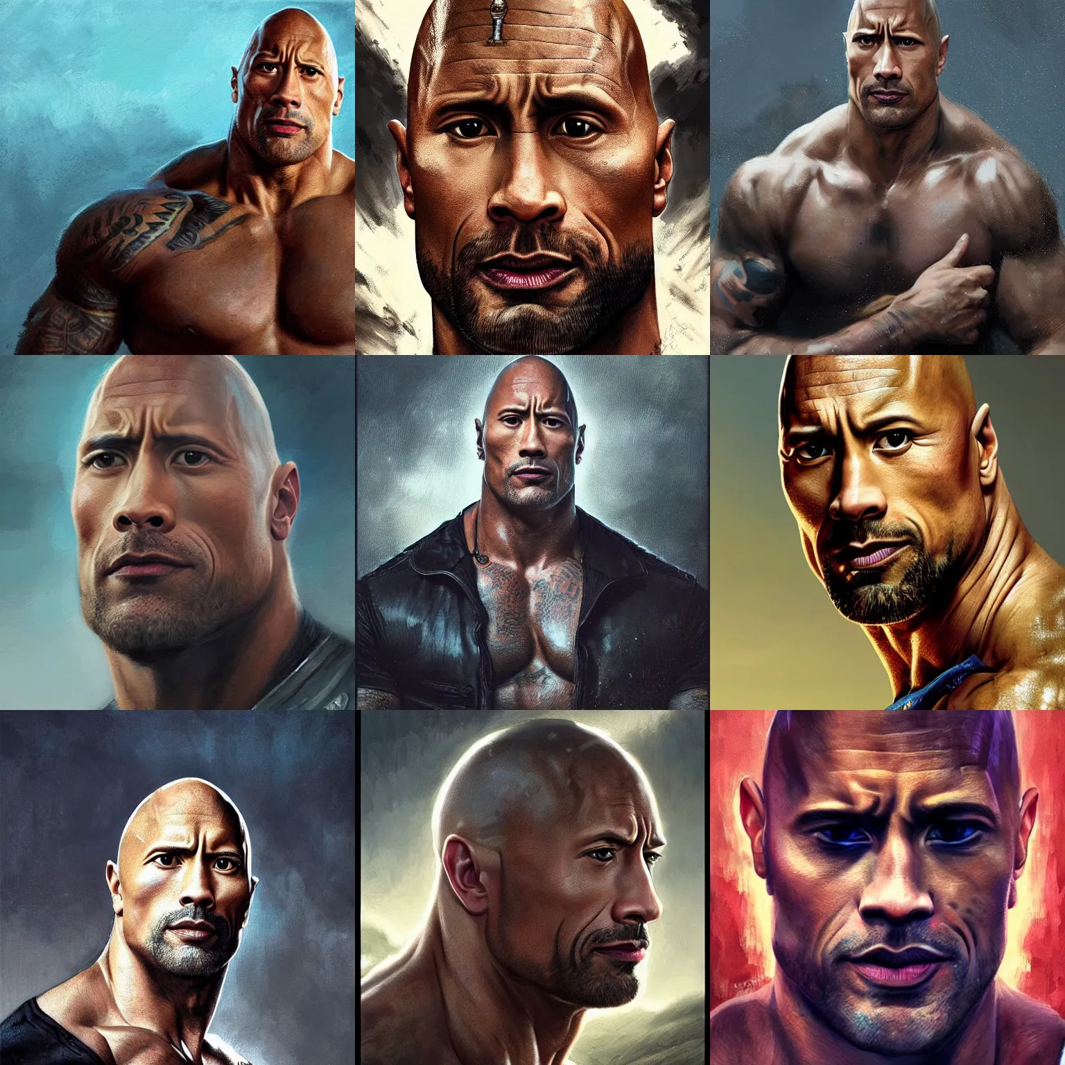 Prompt: portrait of dwayne the rock johnson wearimg a crown on his head,digital art,ultra realistic,ultra detailed,art by greg rutkowski