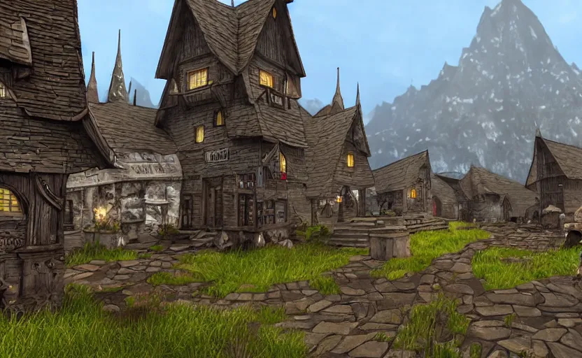 Image similar to whiterun in the style of pixar, disney, animated, cartoon, 3 d cgi