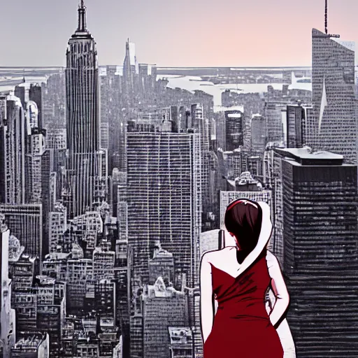 Prompt: giantess in New York, digital art