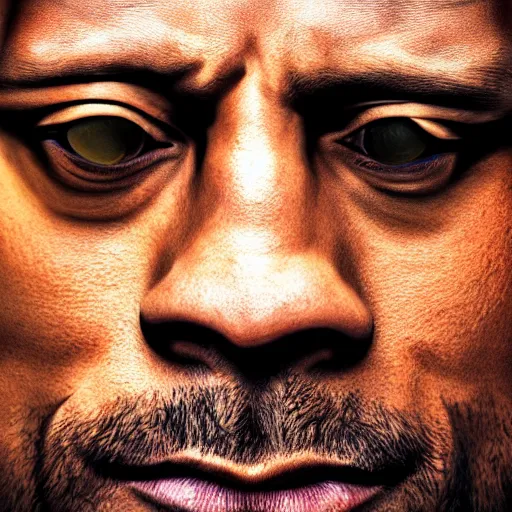 Image similar to close up photograph of very high on weed dwayne johnson, stoner eyes, dwayne johnson smoked weed, weed background, 8 k resolution